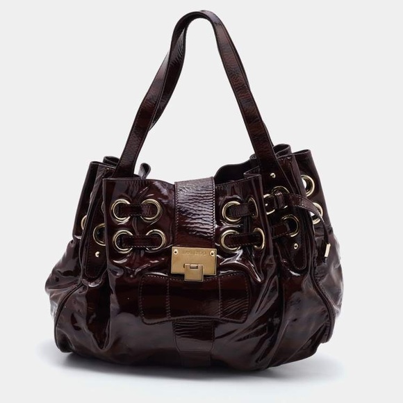 Authentic PreLoved Jimmy Choo Brown Zebra Print Patent Leather Shoulder Bag - Picture 6 of 8